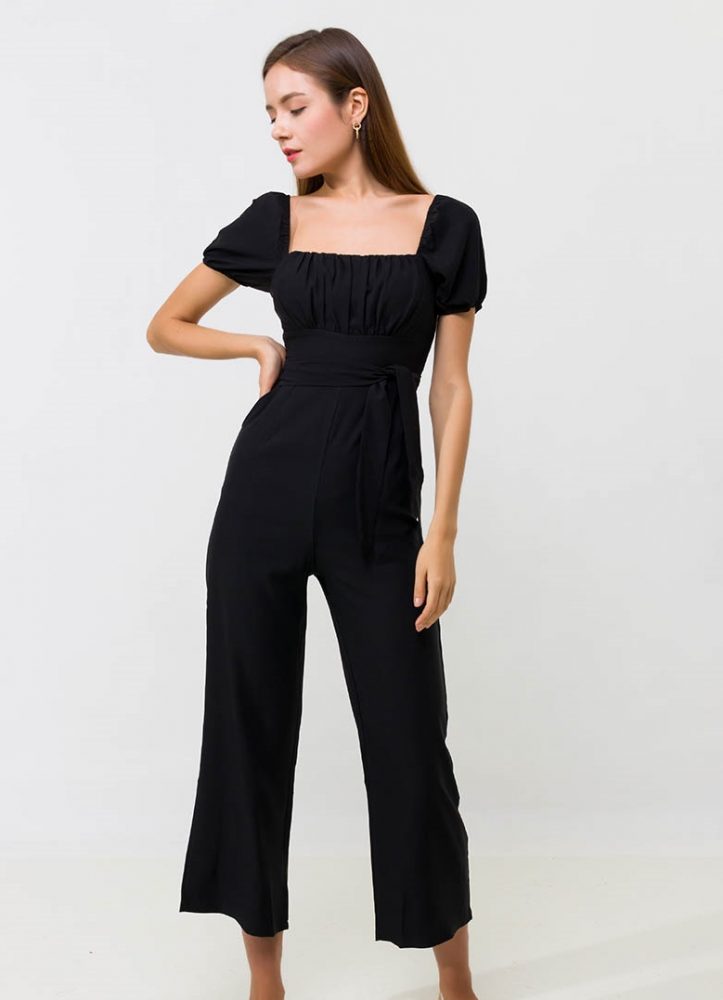 ABIGAIL PUFFY SLEEVES LONG JUMPSUIT (BLACK) S, M, L > A Spoonful Of Clothes